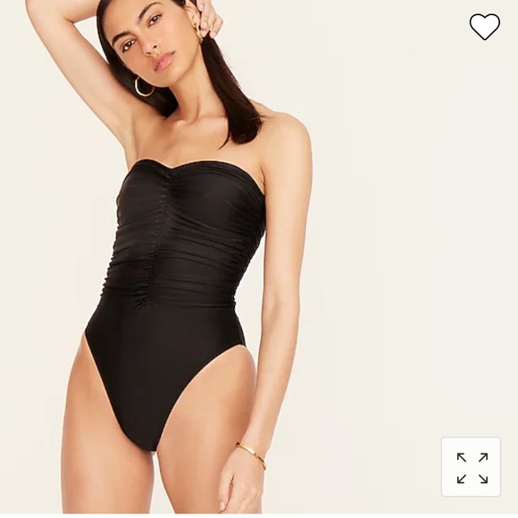 J. Crew Ruched Sweetheart One-piece Black Swimsuit Sz 12 NWT - Picture 3 of 8